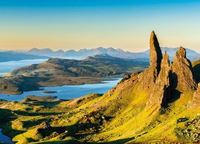 Der alte Mann der Gesteinsbildung von Storr auf der Insel Skye, Schottland
